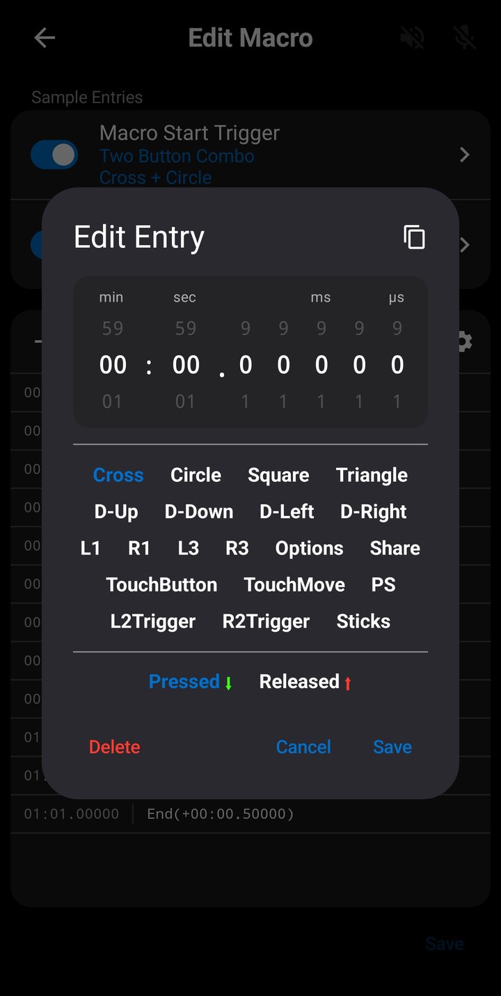 Entry Editor dialog - buttons