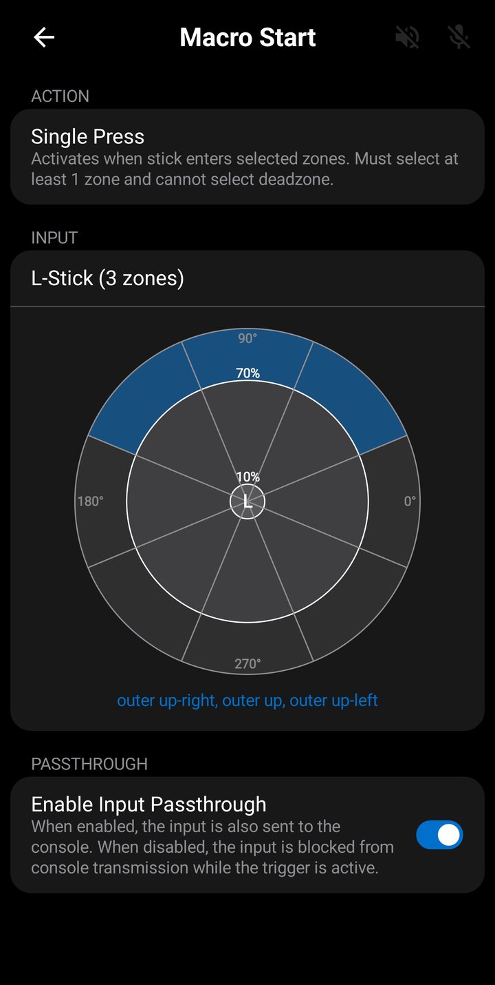 Trigger input selection - analog sticks
